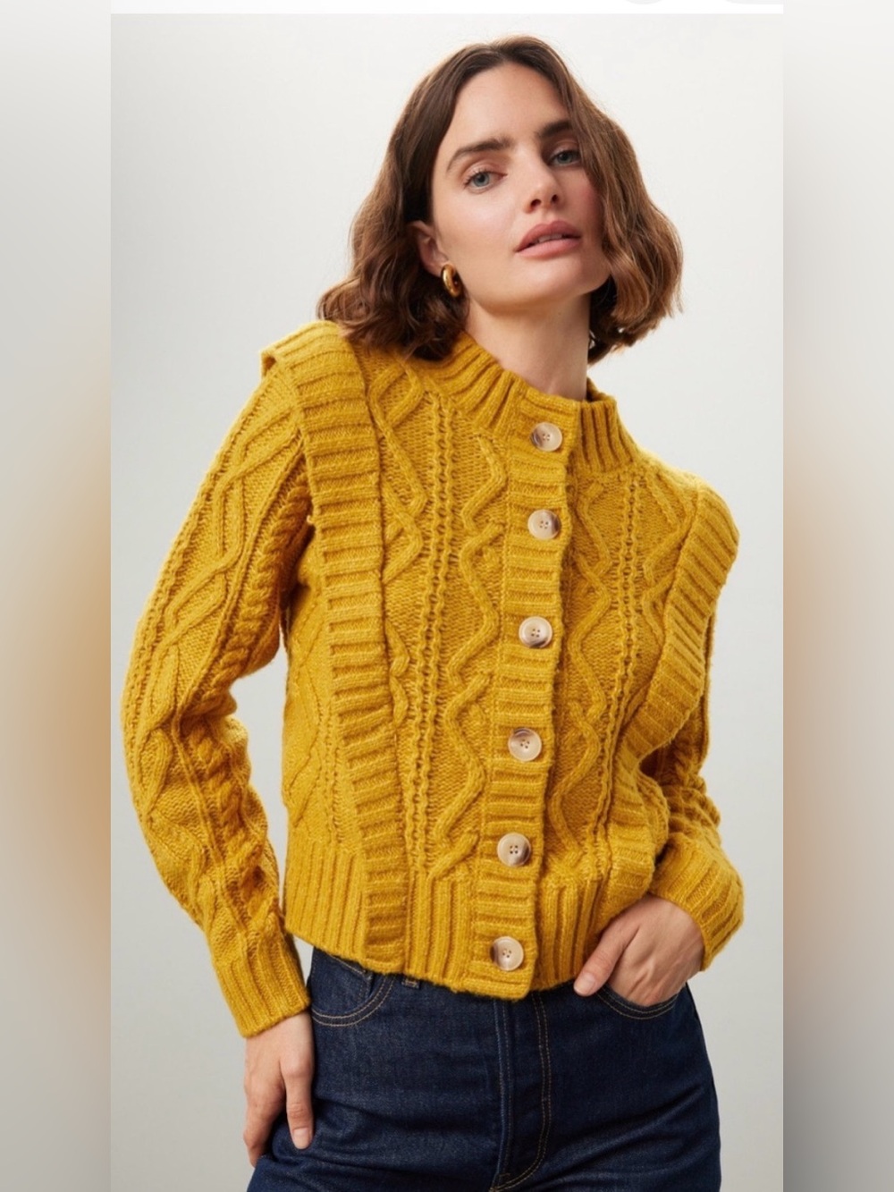 Central Park West Mustard yellow knit sweater size M